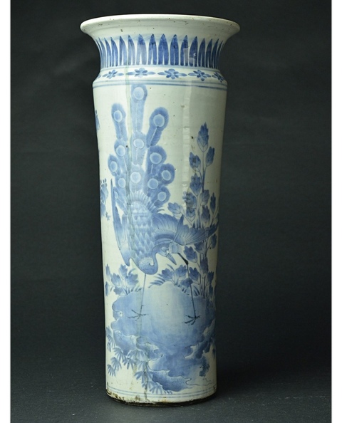 古玩陶瓷花鳥(niǎo)紋青花花觚真品鑒賞圖