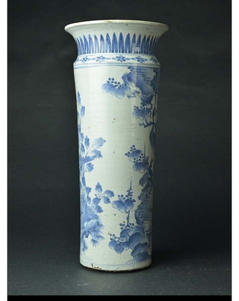 古玩陶瓷花鳥(niǎo)紋青花花觚真品鑒賞圖