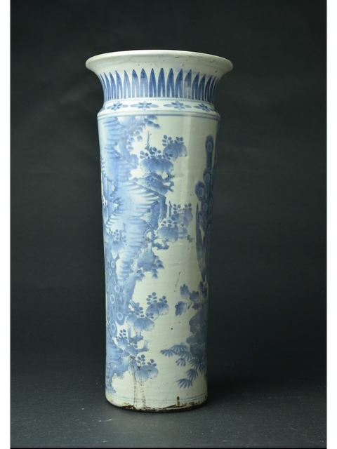 古玩陶瓷花鳥(niǎo)紋青花花觚真品鑒賞圖