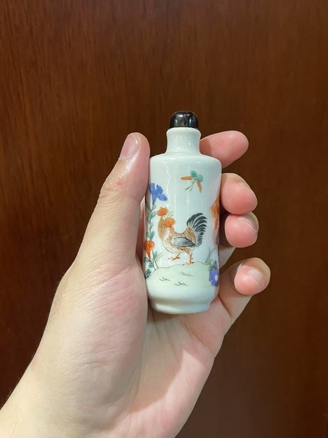 古玩陶瓷粉彩雞紋鼻煙壺拍賣，當前價格14000元