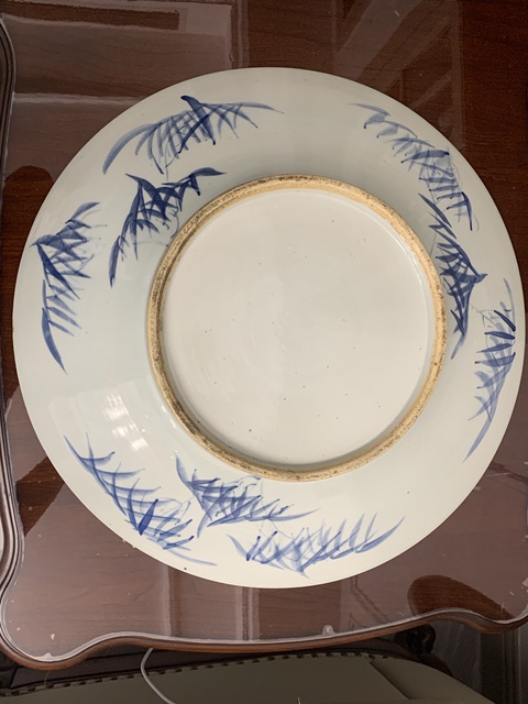古玩陶瓷青花雙龍穿花紋大盤真品鑒賞圖