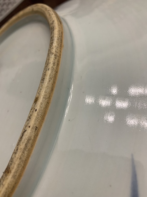 古玩陶瓷青花雙龍穿花紋大盤真品鑒賞圖