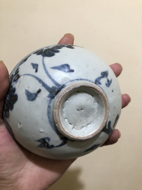 古玩陶瓷青花花卉紋蓮子碗真品鑒賞圖