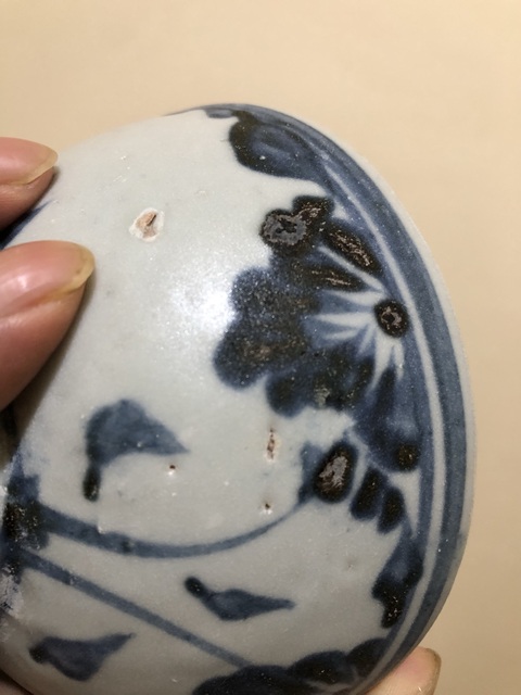 古玩陶瓷青花花卉紋蓮子碗真品鑒賞圖