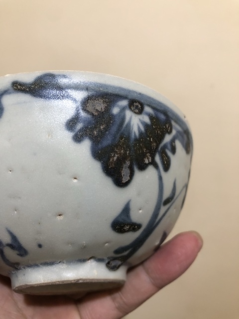 古玩陶瓷青花花卉紋蓮子碗真品鑒賞圖