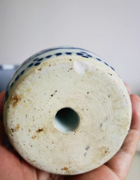 古玩陶瓷青花金玉滿堂紋燭臺真品鑒賞圖