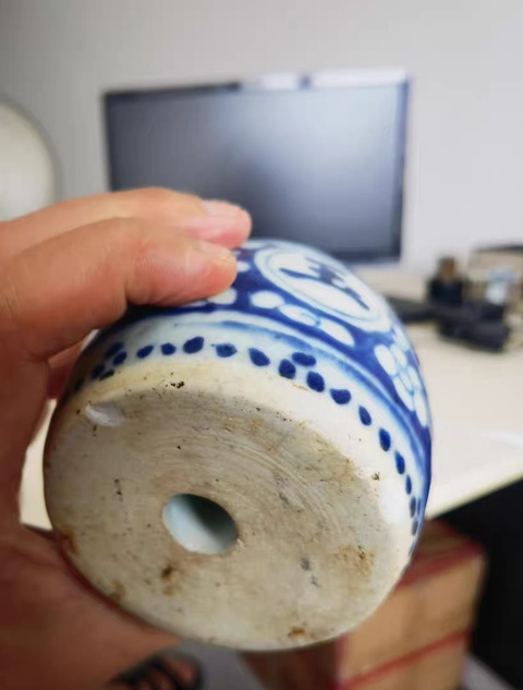古玩陶瓷青花金玉滿堂紋燭臺真品鑒賞圖