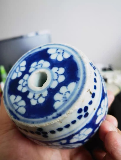 古玩陶瓷青花金玉滿堂紋燭臺真品鑒賞圖