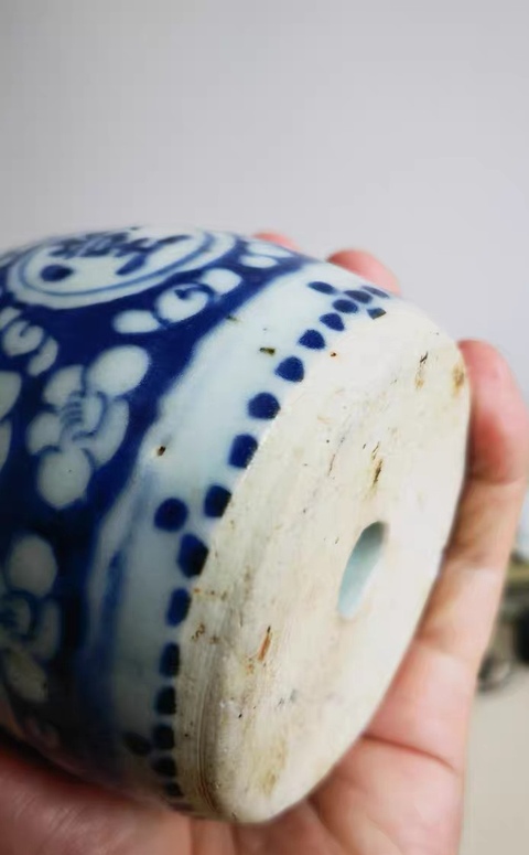 古玩陶瓷青花金玉滿堂紋燭臺真品鑒賞圖