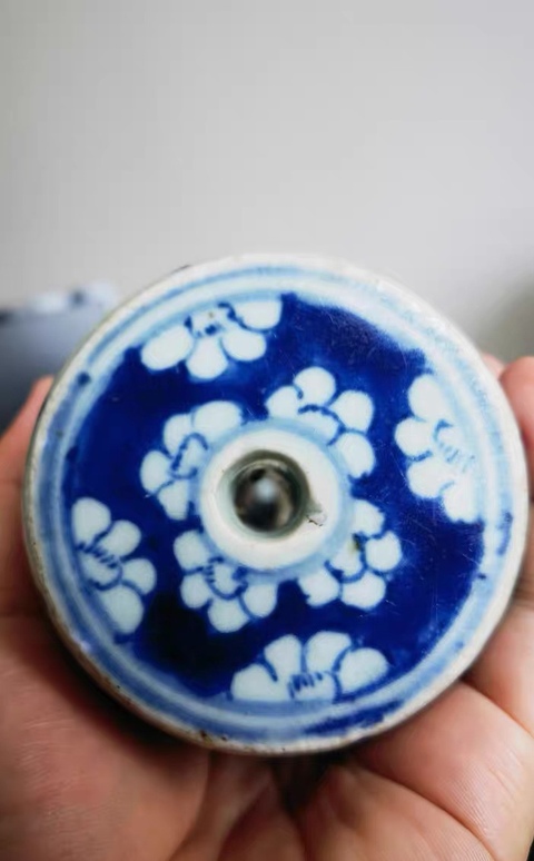 古玩陶瓷青花金玉滿堂紋燭臺真品鑒賞圖
