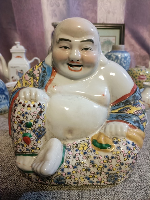 古玩陶瓷創匯粉彩彌勒佛坐像拍賣，當前價格1888元