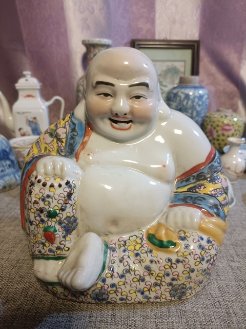 古玩陶瓷創匯粉彩彌勒佛坐像拍賣，當前價格1888元