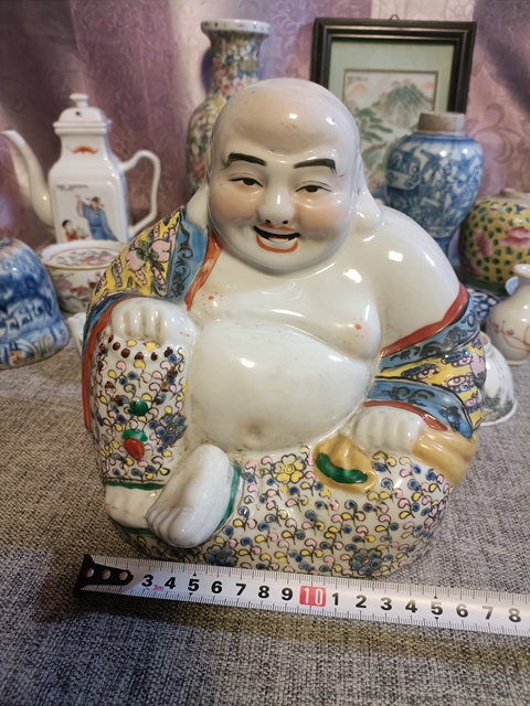 古玩陶瓷創匯粉彩彌勒佛坐像拍賣，當前價格1888元