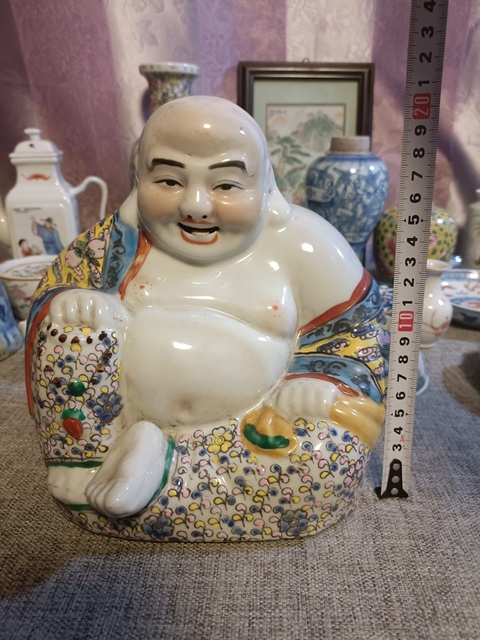 古玩陶瓷創匯粉彩彌勒佛坐像拍賣，當前價格1888元
