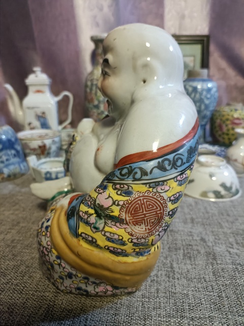 古玩陶瓷創匯粉彩彌勒佛坐像拍賣，當前價格1888元