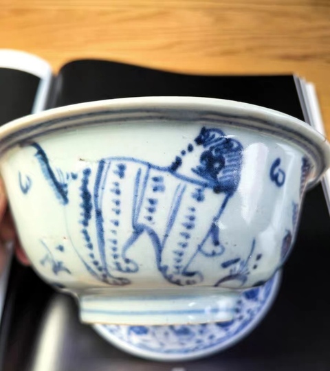 古玩陶瓷正德乳虎紋青花碗真品鑒賞圖