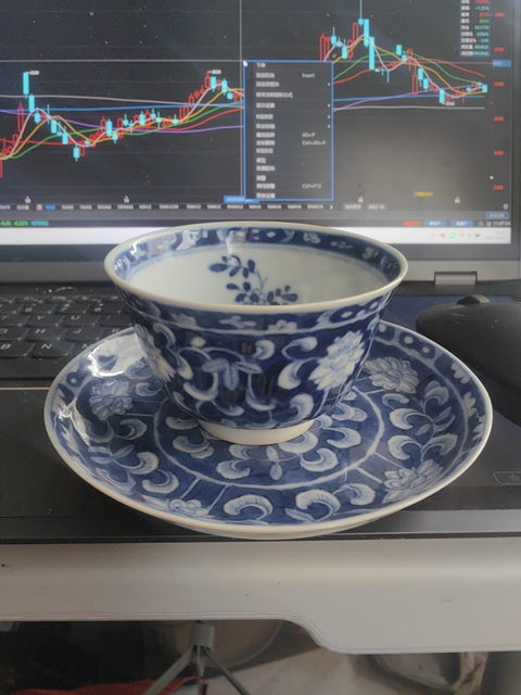 古玩陶瓷青花花卉茶具真品鑒賞圖