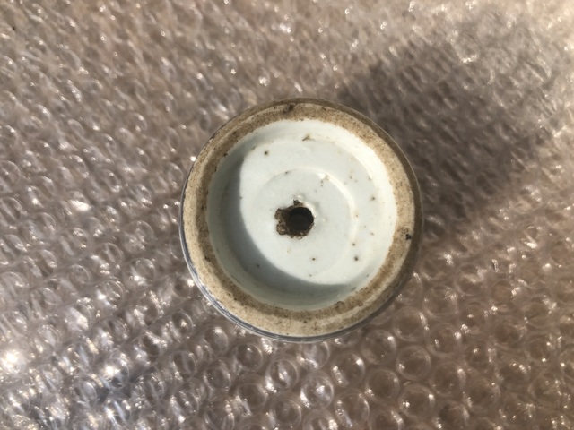 古玩陶瓷清晚期.'光緒年制'青花文字燭臺(香插 鎮紙)拍賣，當前價格650元
