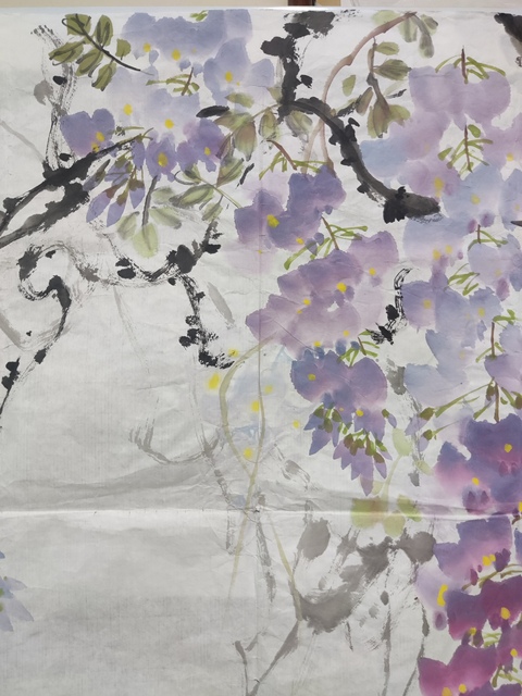 古玩字畫中美協名家徐靜 紫藤拍賣，當前價格228元