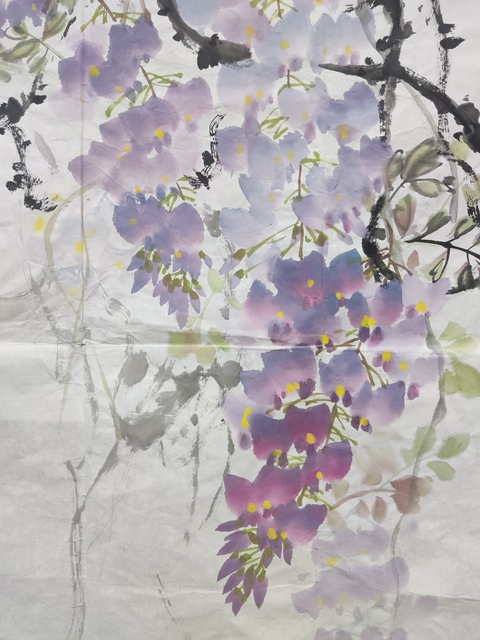 古玩字畫中美協名家徐靜 紫藤拍賣，當前價格228元