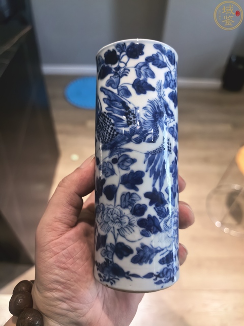 古玩陶瓷晚清青花鳳穿牡丹圖香筒拍賣(mài)，當(dāng)前價(jià)格3999元