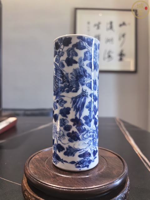 古玩陶瓷晚清青花鳳穿牡丹圖香筒拍賣(mài)，當(dāng)前價(jià)格3999元