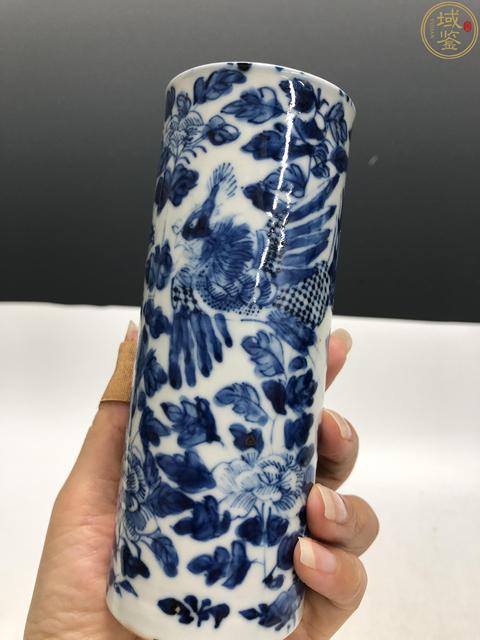 古玩陶瓷晚清青花鳳穿牡丹圖香筒拍賣(mài)，當(dāng)前價(jià)格3999元