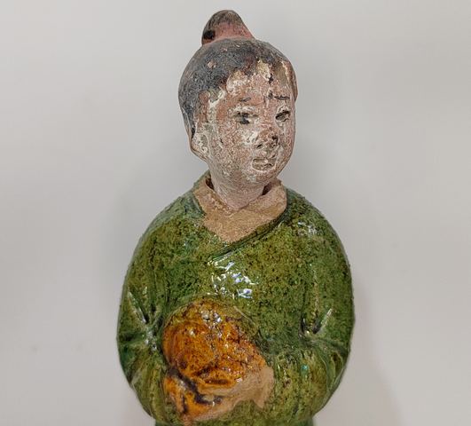 古玩陶瓷明三彩人物俑真品鑒賞圖