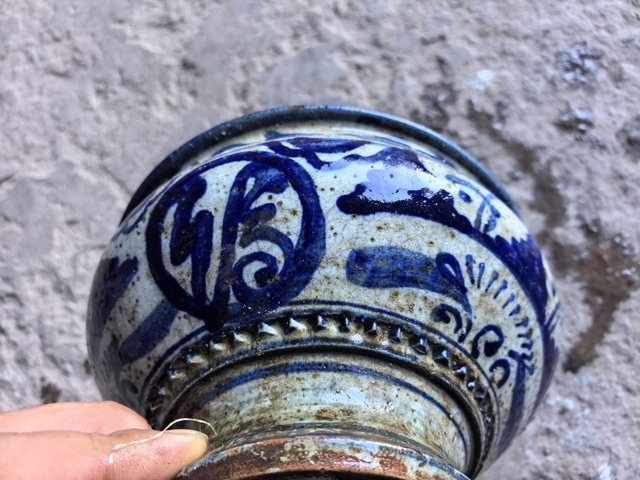 古玩陶瓷晚清青花高足香爐真品鑒賞圖