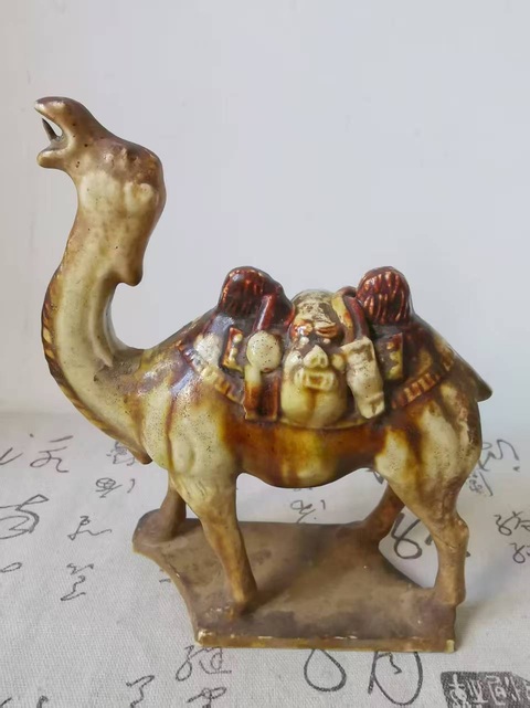 古玩陶瓷三彩駝俑真品鑒賞圖