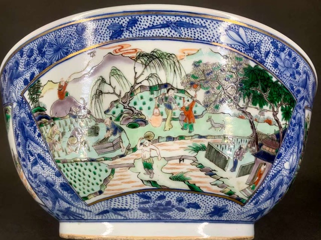 古玩陶瓷五彩人物紋大碗真品鑒賞圖