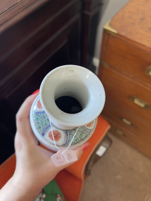 古玩陶瓷壽星圖五彩瓶真品鑒賞圖