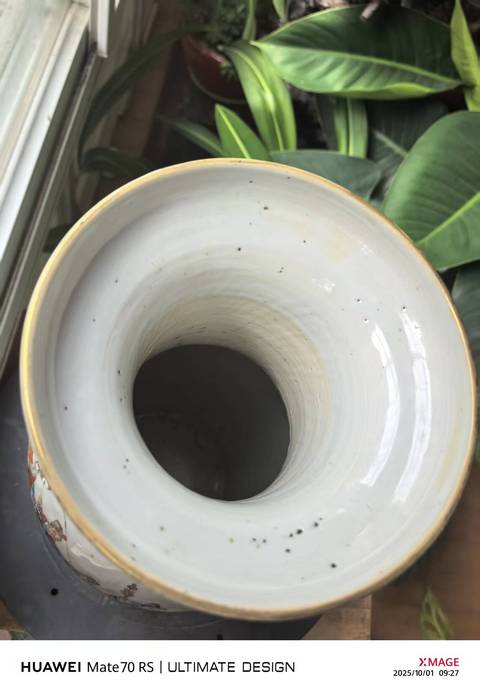古玩陶瓷粉彩琴仙圖雙耳盤口瓶真品鑒賞圖