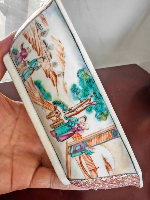 古玩陶瓷廣彩人物故事紋八方蓋鍋真品鑒賞圖