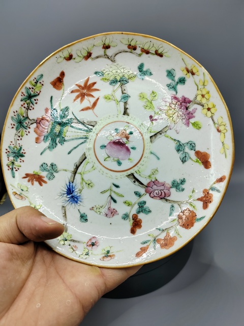 古玩陶瓷清道光?粉彩十二花神盤拍賣，當前價格800元