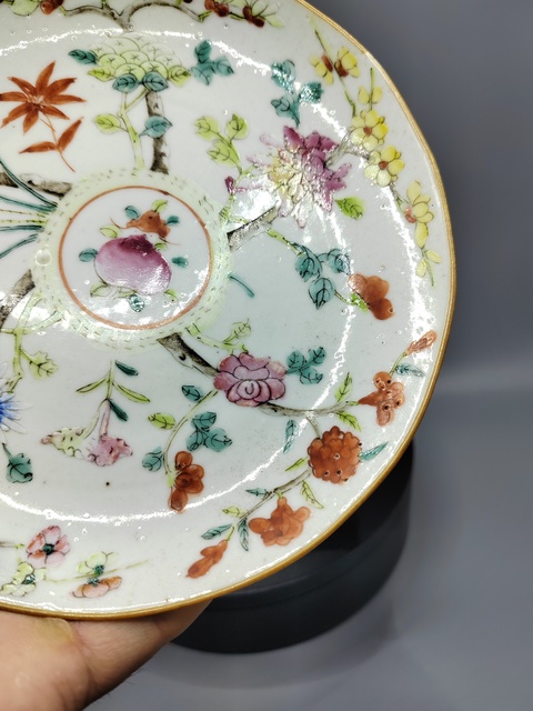 古玩陶瓷清道光?粉彩十二花神盤拍賣，當前價格800元