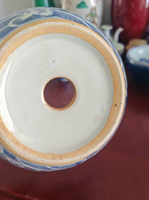 古玩陶瓷青花龍紋花盆真品鑒賞圖