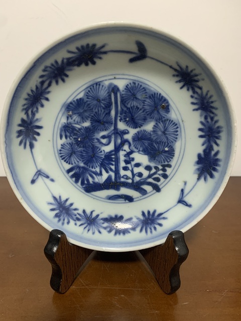 古玩陶瓷明代嘉萬時期 青花松竹梅盤拍賣,當前價格6666元