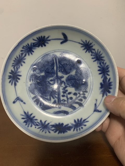 古玩陶瓷明代嘉萬時期 青花松竹梅盤拍賣,當前價格6666元