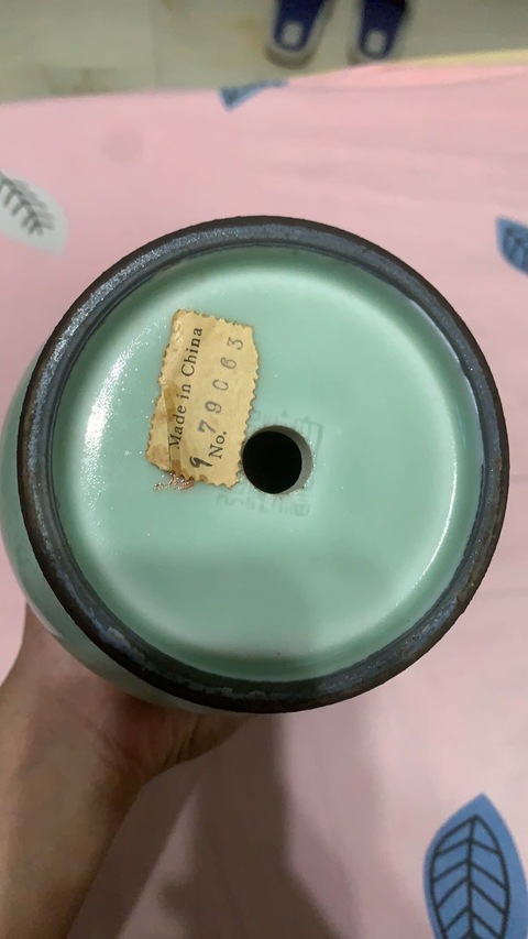 古玩陶瓷青釉雙耳盤口瓶真品鑒賞圖