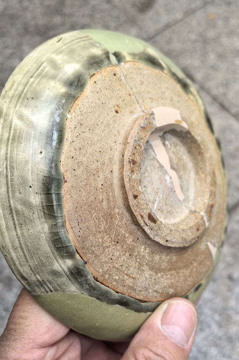古玩陶瓷耀州窯青釉印花盤拍賣,當前價格750元