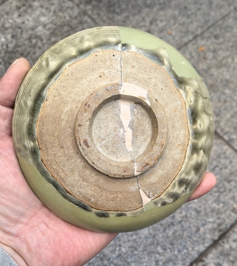 古玩陶瓷耀州窯青釉印花盤拍賣,當前價格750元