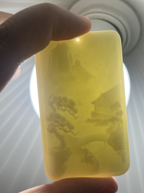 古玩玉器和田玉山水紋飾牌真品鑒賞圖