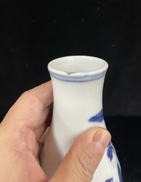 古玩陶瓷青花洞石芭蕉美女人物故事紋葫蘆瓶真品鑒賞圖