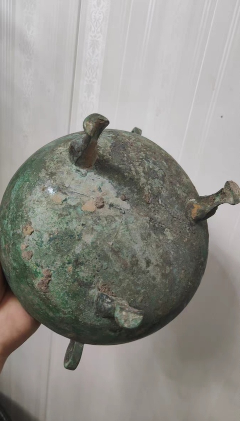 古玩銅器蟠虺紋青銅敦真品鑒賞圖