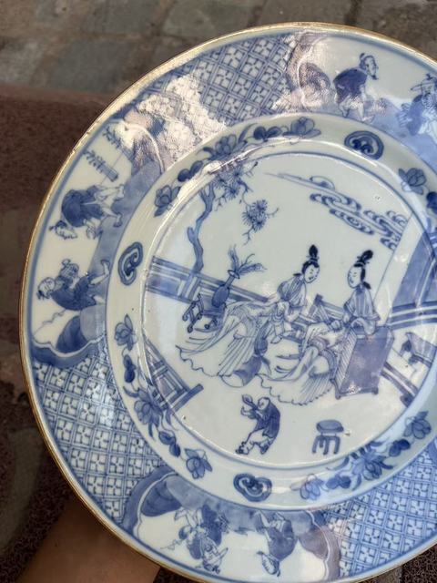古玩陶瓷青花人物故事盤真品鑒賞圖