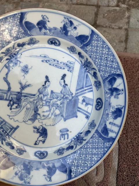 古玩陶瓷青花人物故事盤真品鑒賞圖