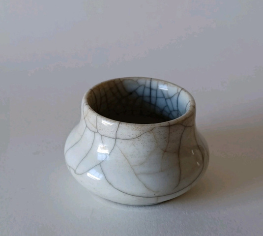 古玩陶瓷清中期 哥釉筆洗真品鑒賞圖