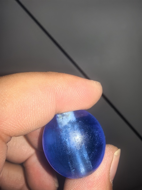 古玩玉器藍(lán)寶石色琉璃帽頂真品鑒賞圖