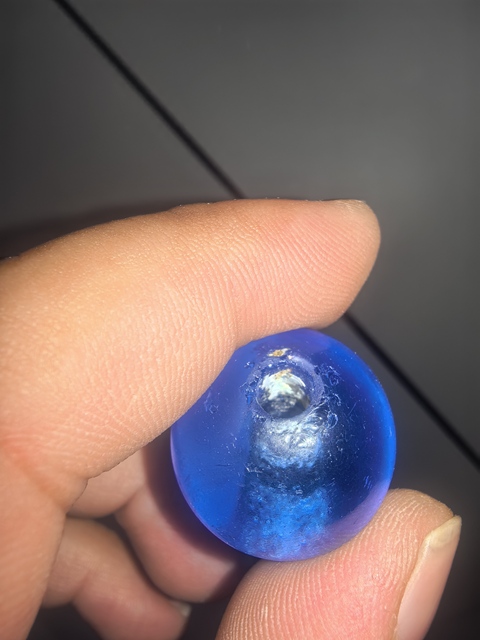 古玩玉器藍(lán)寶石色琉璃帽頂真品鑒賞圖
